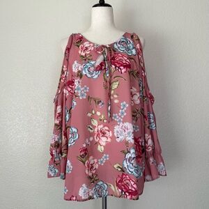 Sweet Pea by Stacy Frati Floral Cold Shoulder Top